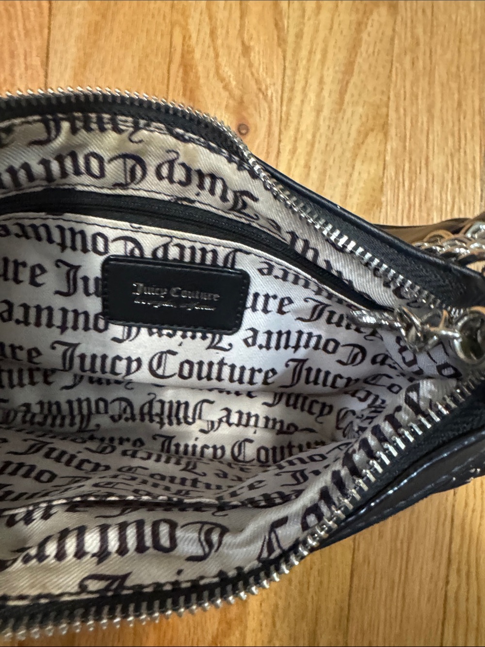 Juicy Couture Black Velvet Heart-Stud Shoulder Bag - Picture 3 of 4